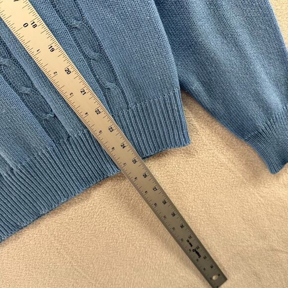 Vintage Tarleton Sweater Mens Large Chunky Cable Knit Preppy V Neck Knit 70s 80s - Picture 3 of 7